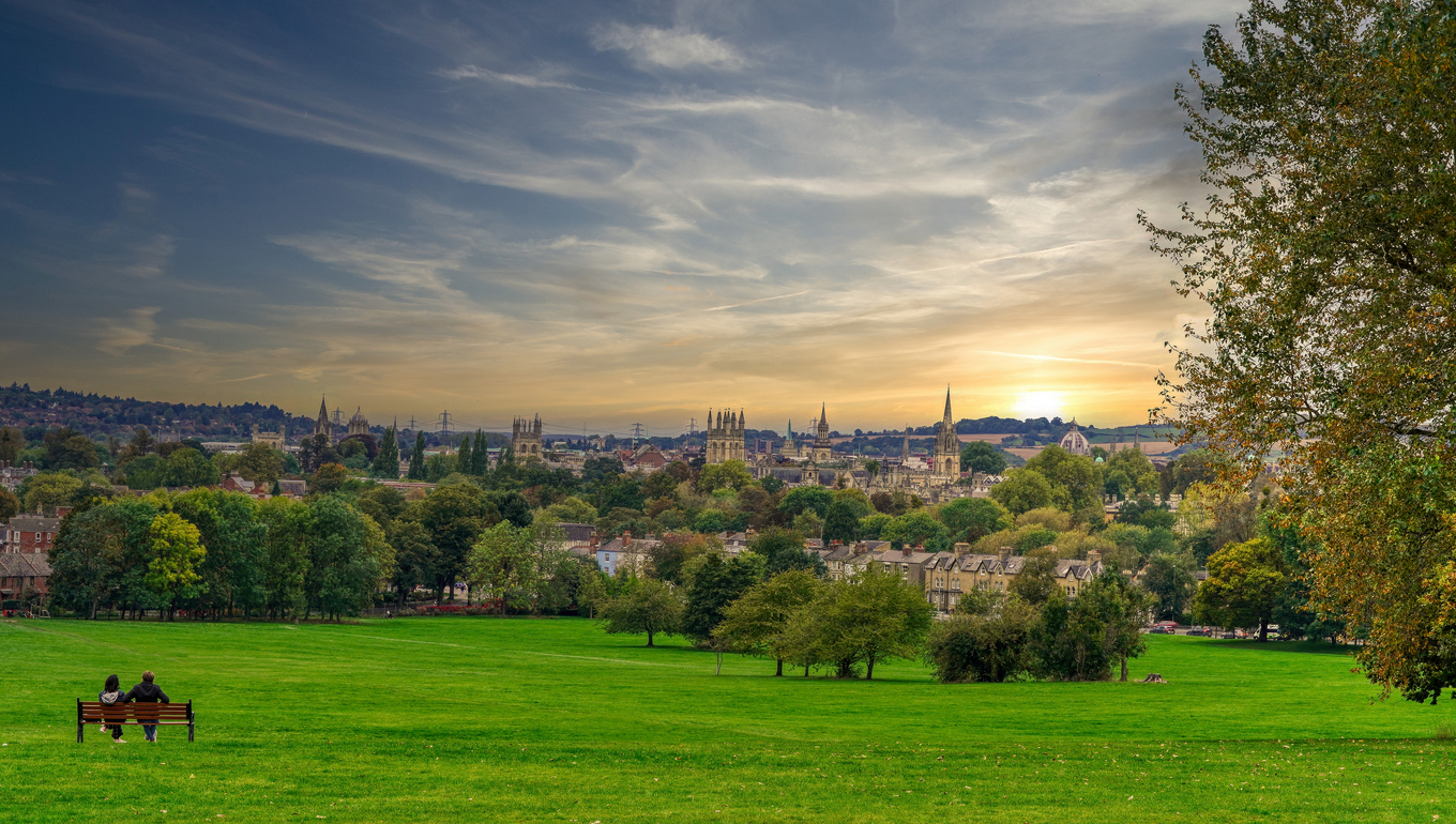 View of Oxford skyline from parkland on the outskirts of the City