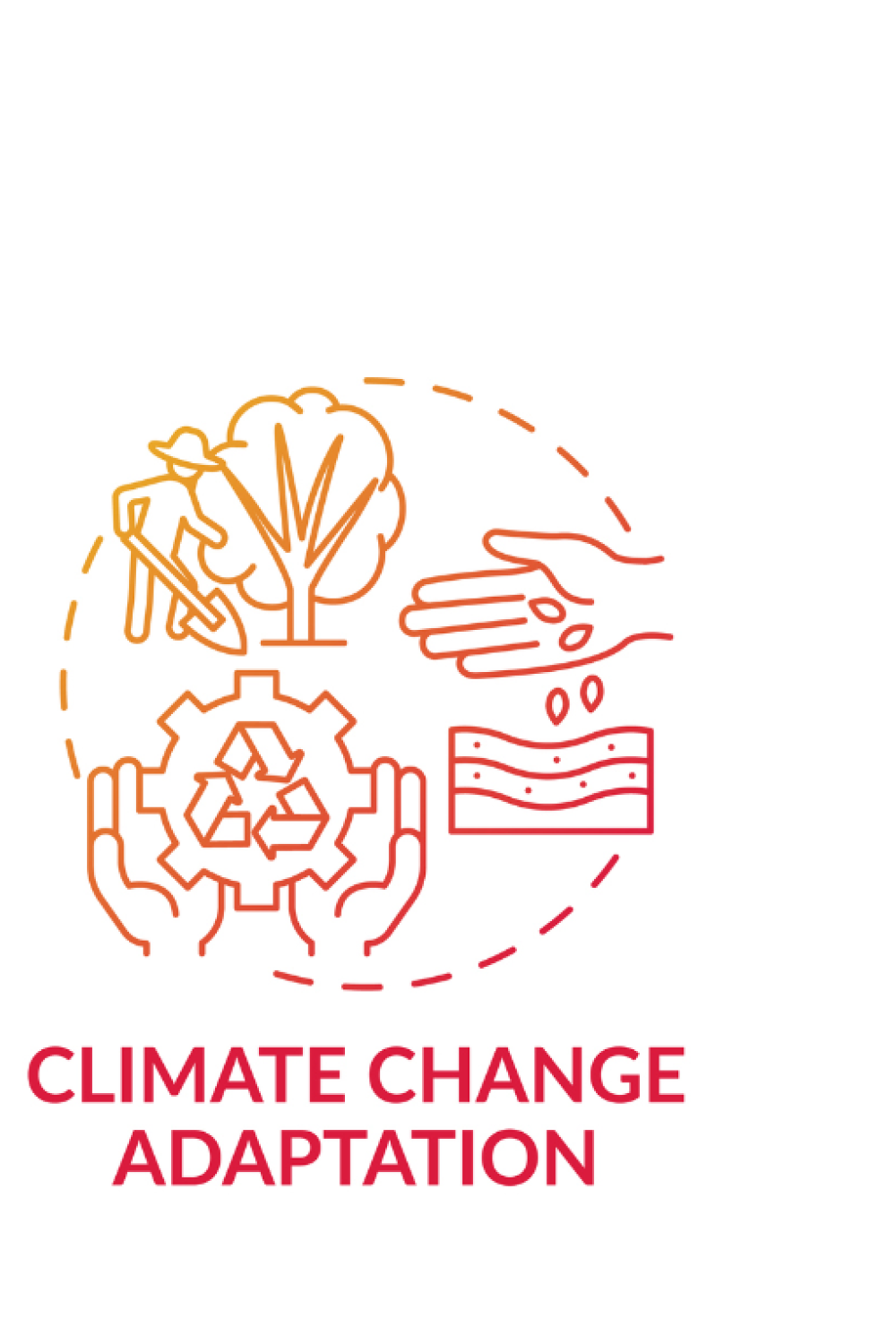 Climate change and adaptation line drawing illustration of nature