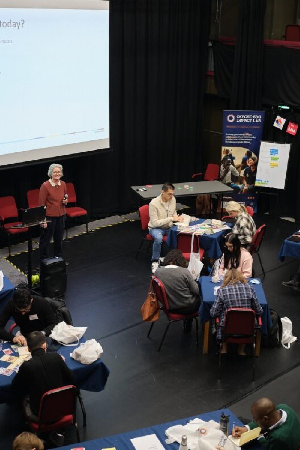 Masterclass welcome event, arial shot of students 