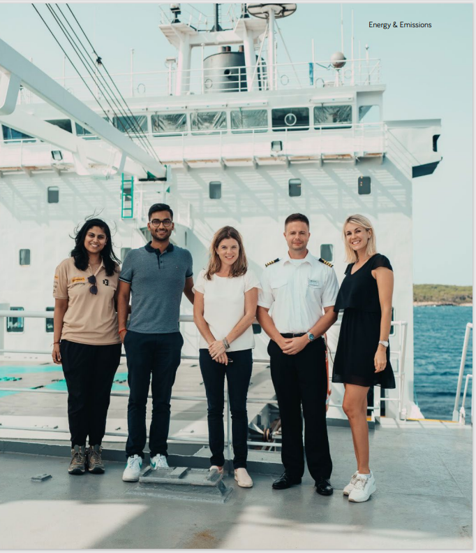 Varun and team on Extreme E's St Helena ship