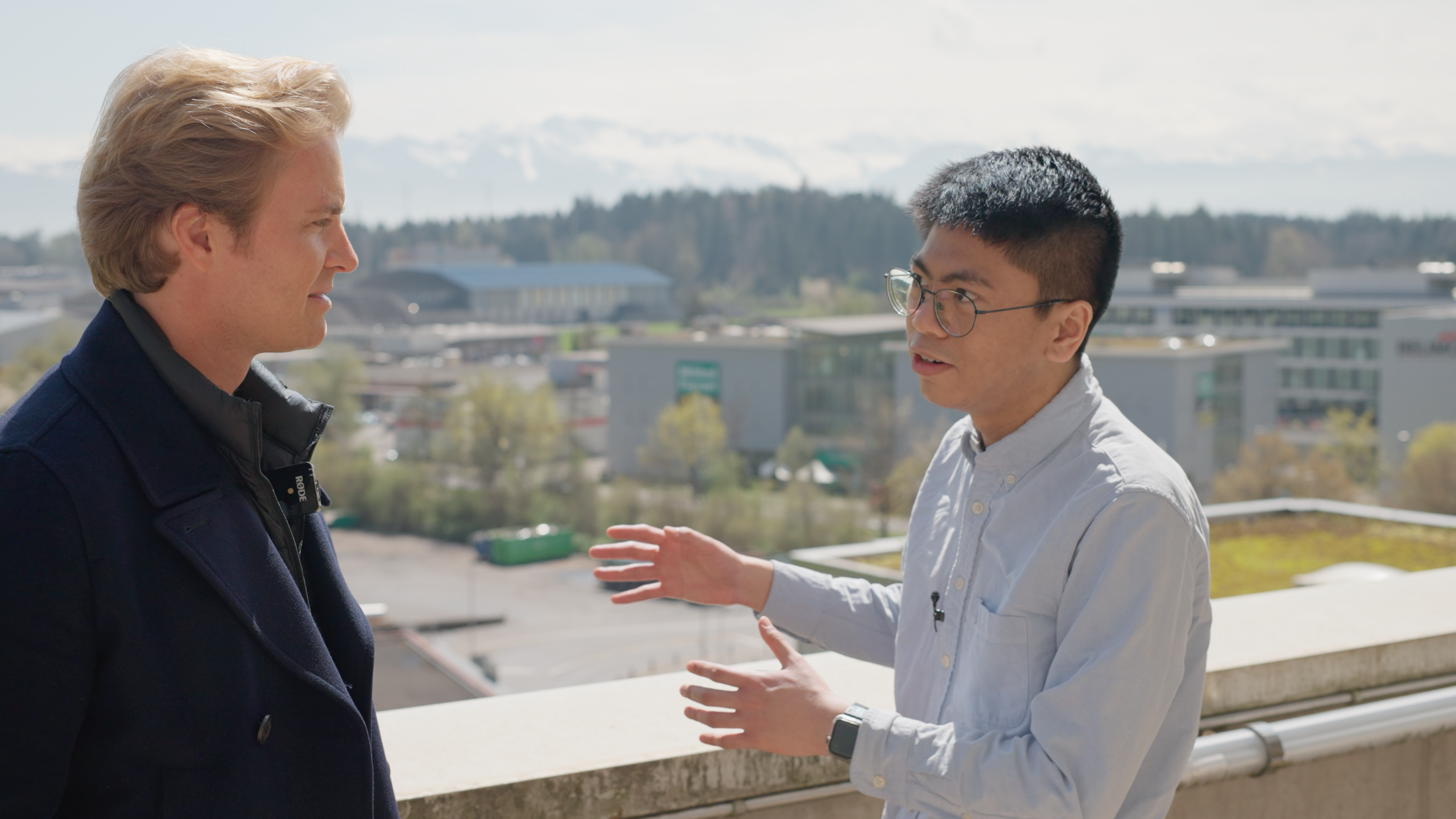 Nico Rosberg and John Chua in conversation at Climeworks on roof